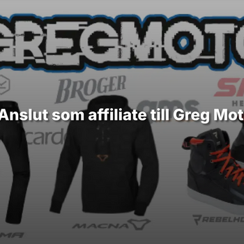 Anslut som affiliate till Greg Moto och börja tjäna pengar på motorcykeltillbehör.