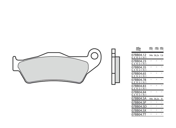 Brembo Street Sintered Metal Brake Pads - 07BB04LA 07BB04LA