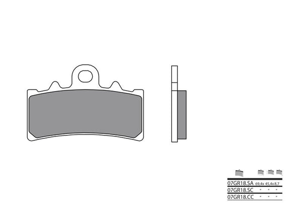 Brembo Street Sintered Metal Brake Pads - 07Gr18SA 07GR18SA