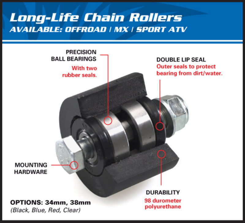 Alle ballen bovenste/onderste ketting rollen zwart Suzuki LTR250R/500R/Honda CR250R/500R 79-5006