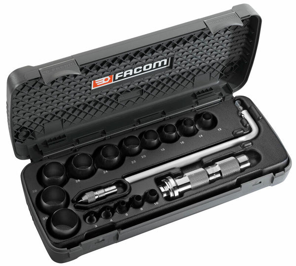 Facom Hollow Punch Set Tiphouder en Compas Ø3 tot 30 mm 245.j1a