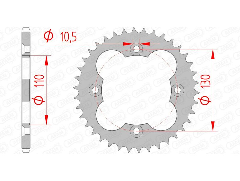 AFAM Steel Standard Achter Sprock 10318 - 520