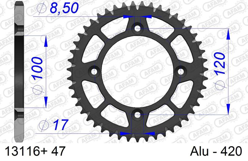 AFAM Aluminium Ultra - Light Hard geanodiseerde achterste spropet 13116 - 420