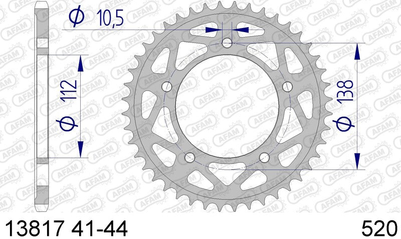 AFAM aluminium achterste tandwiel 13817 - 520