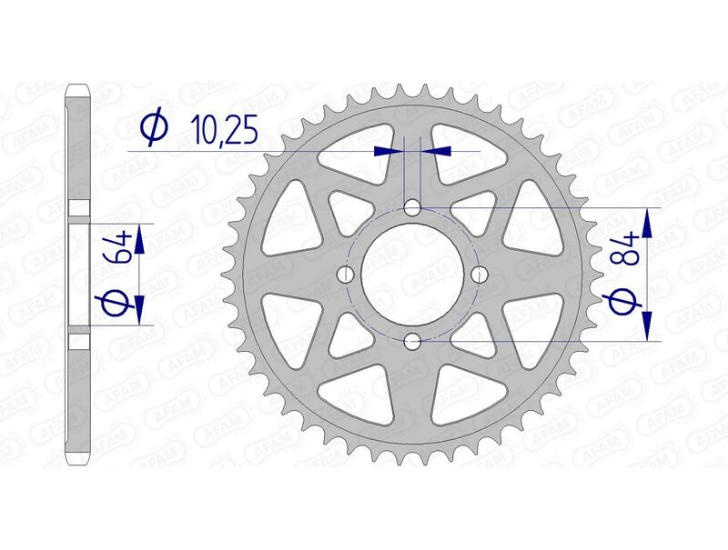 AFAM Aluminium Rear Sprocket 15310 - 520 bakdrev i aluminium med 520-kedjeprofil. Passar Kawasaki KFX 400 och Suzuki LT-Z 400 Quadsport.