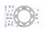 AFAM Aluminium Ultra-Light Self-Cleaning bakdrev 17107420 med precisionsmått för Kawasaki KX 65 och Suzuki RM 65. Lättviktsdesign för optimal prestanda.