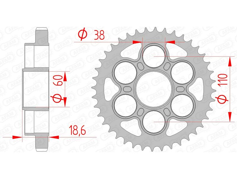 AFAM Steel Standard Achter Sprock 50900 - 530