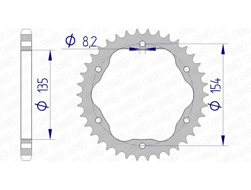 AFAM Aluminium Achter Sprock 51803 - 525 - Vereist een AFAM -achterste speldrager