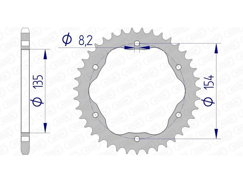 AFAM Aluminium Ultralight Hard geanodiseerd achterste tandwiel 51804 - 520 - Vereist een AFAM -achterste speldrager