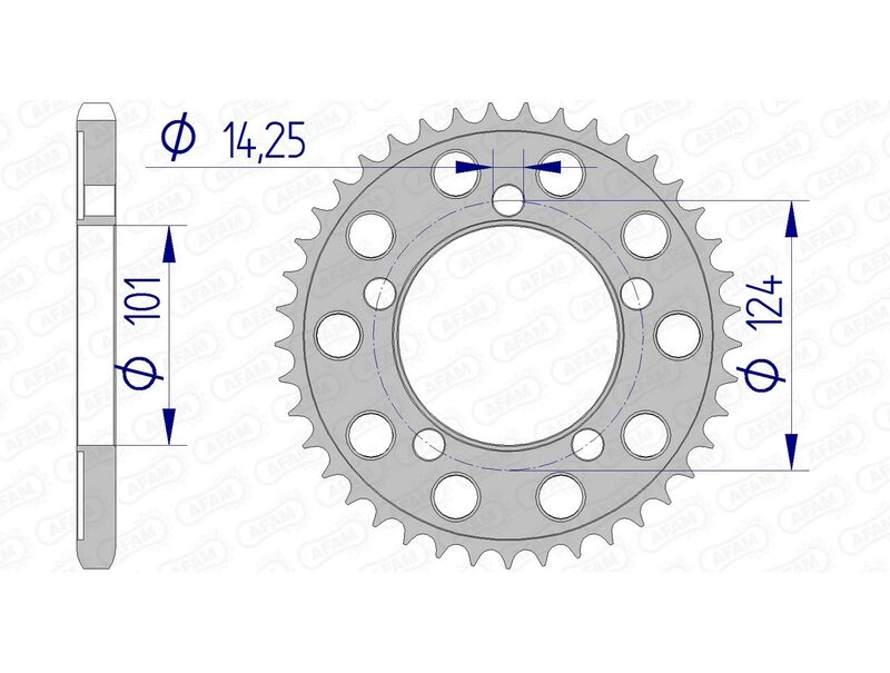 AFAM aluminium achterste tandwiel 72801 - 525