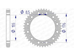 AFAM Aluminium bakdrev 87601 - 530 med exakta måttspecifikationer. Passar Triumph Daytona och Speed Triple modeller för optimal kraftöverföring.