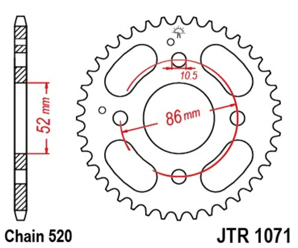 JT Sprock's Steel Standard Achter Sprock 1071 - 520 JTR1071.30