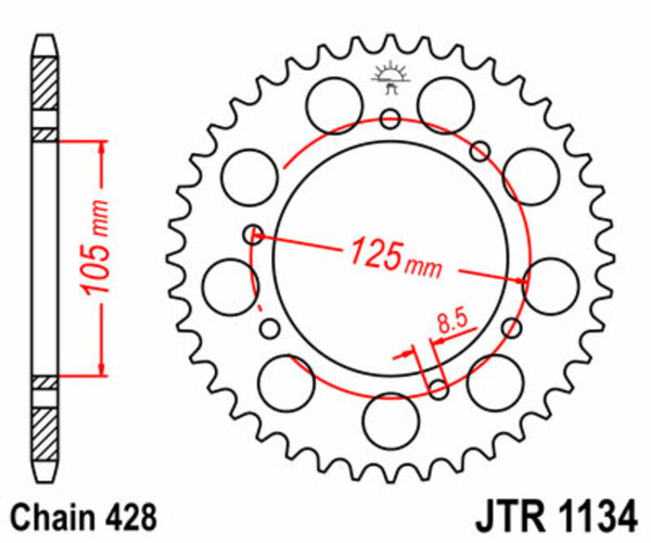 JT Sprock's Steel Standard Rear Sprock 1134 - 428 JTR1134.54