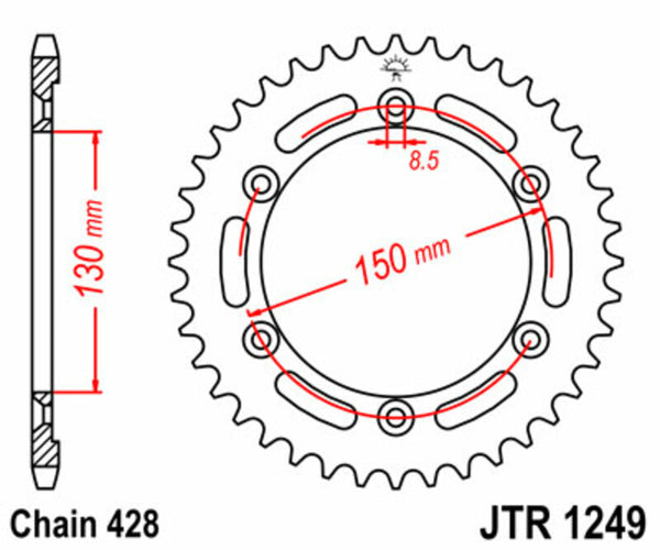 JT Sprock's Steel Standard Achter Sprock 1249 - 428 JTR1249.51