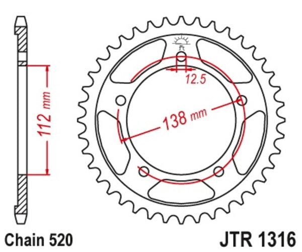 JT Sprock's Steel Standard Rear Sprock 1316 - 520 JTR1316.38