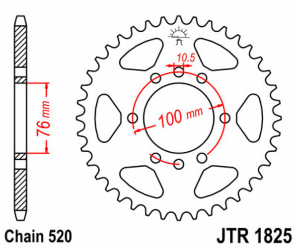 JT Sprock's Steel Standard Achter Sprock 1825 - 520 JTR1825.45