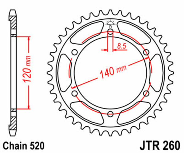 JT Sprock's Steel Standard Rear Sprock 260 - 520 JTR260.38