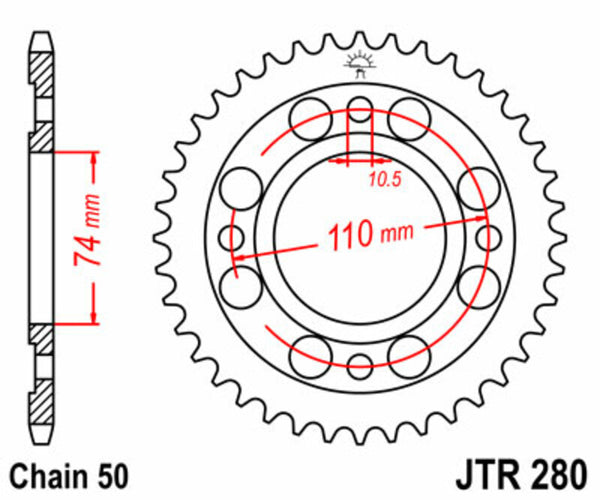 JT Sprock's Steel Standard Rear Sprock 280 - 530 JTR280.33