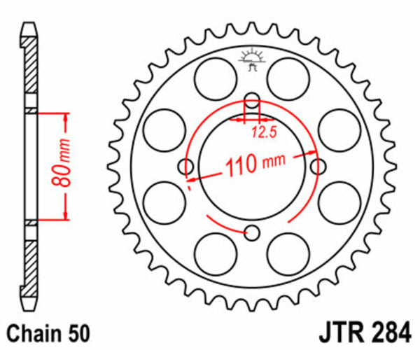 JT Sprock's Steel Standard Achter Sprock 284 - 530 JTR284.48