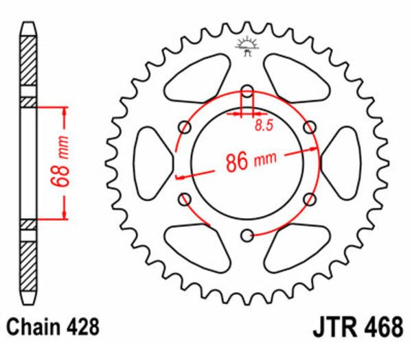 JT Sprock's Steel Standard Achter Sprock 468 - 428 JTR468.46