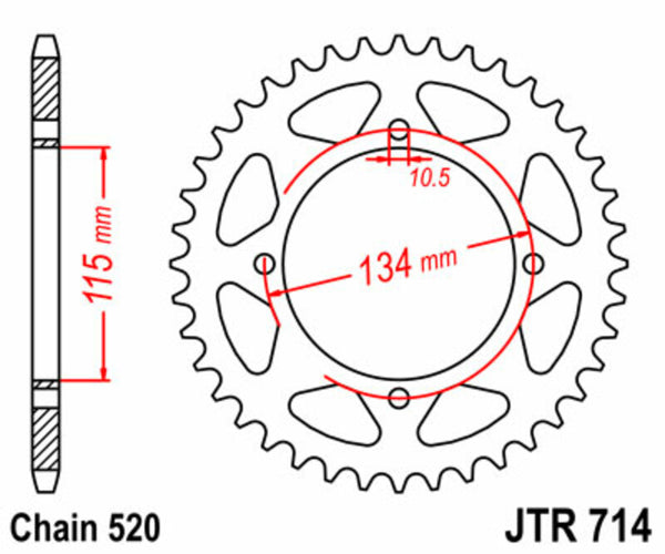 JT Sprock's Steel Standard Rear Sprock 714 - 520 JTR714.50