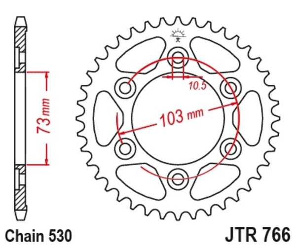JT Sprock's Steel Standard Achter Sprock 766 - 530 JTR766.43