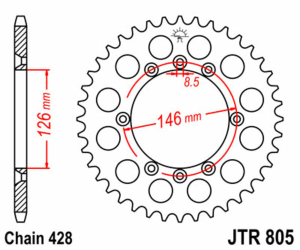 JT Sprock's Steel Standard Achter Sprock 805 - 428 JTR805.50