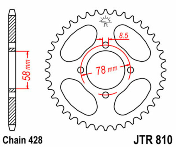 JT Sprock's Steel Standard Rear Sprock 810 - 428 JTR810.47