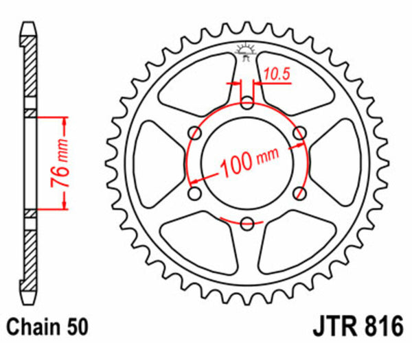 JT Sprock's Steel Standard Rear Sprock 816 - 530 JTR816.45