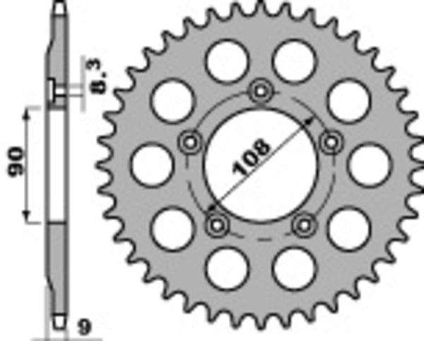 PBR Standard C45 Steel rear Sprocket 1026 - 520 1026 38 C45