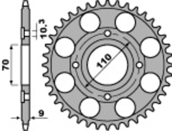 PBR Standard C45 Steel Achter Sprock 247 - 520 247 36 C45
