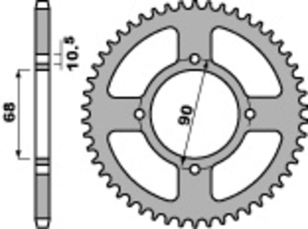PBR Standard C45 Steel Achter Sprock 256 - 520 256 42 C45
