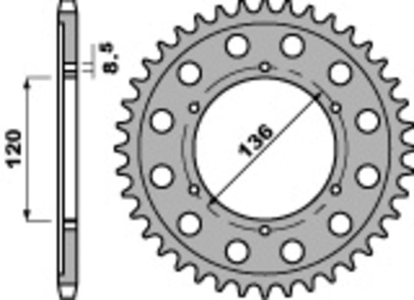 PBR Standard C45 Steel Achter Sprock 4324 - 428 4324 57 C45