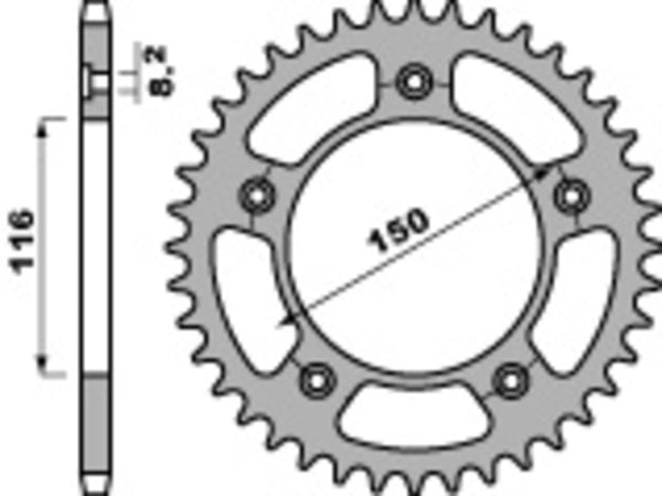 PBR Standard C45 Steel Achter Sprock 4329 - 520 4329 42 C45