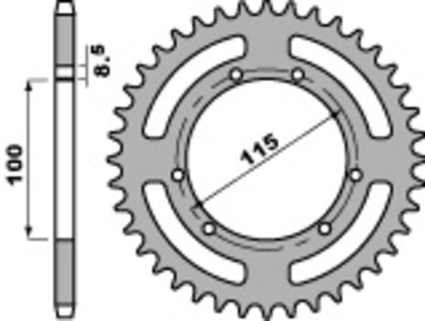 PBR Standard Steel Rear Sprocket 4391 - 420 4391 52 F med 52 tänder, 115 mm bultcirkel och 100 mm ytterdiameter, reservdel för motorcykelchassi.