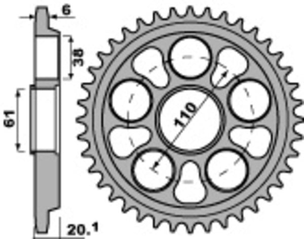 PBR Ultra -Light Aluminium Hard geanodiseerd achter Sprock 4420 - 520 4420 41 LD