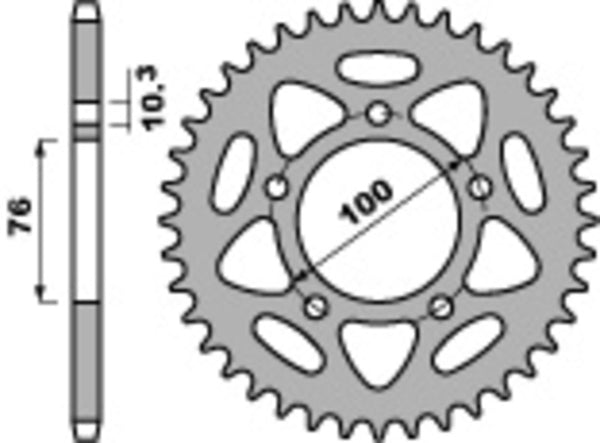 PBR ULTRA -LIGHT ALUMINUM REAR SPROPET 4456 - 525 4456 44 L