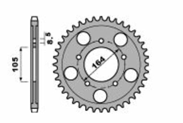 PBR Standard C45 Steel Achter Sprock 4557 - 525 4557 48 C45