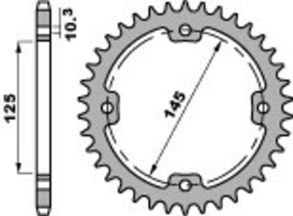 PBR Standard C45 Steel Achter Spoket 4588 - 520 4588 37 C45