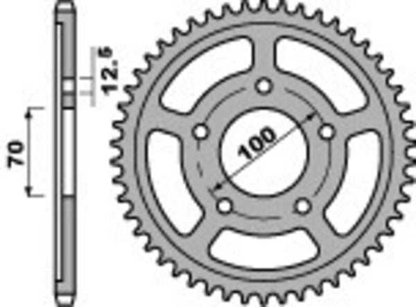 PBR Standard C45 Steel Achter Sprock 4646 - 525 4646 45 C45