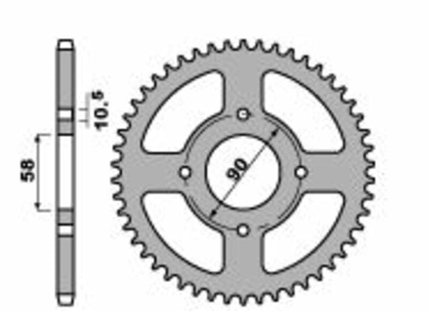 PBR Standard C45 Steel Achter Sprock 4668 - 520 4668 45 C45
