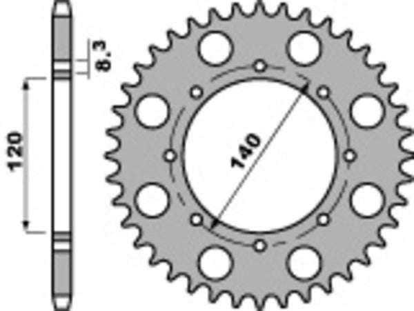 PBR Standard C45 Steel Achter Sprock 491 - 520 491 43 C45