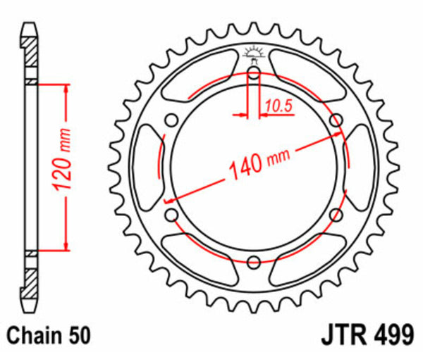 JT Sprock's Steel Standard Rear Sprock 499 - 530 JTR499.43
