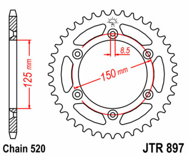 JT Sprock's Steel Standard Achter Sprock 897 - 520 JTR897.40