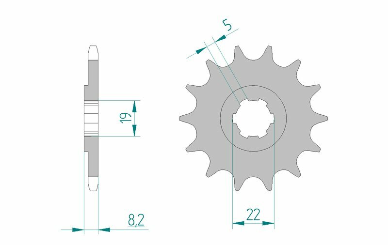 AFAM Steel Standard Front Sprocket 22302 - 520 för Suzuki PE 250 1979 och 1981. Hållbart framdrev med 520-kedjekompatibilitet och exakt passform.