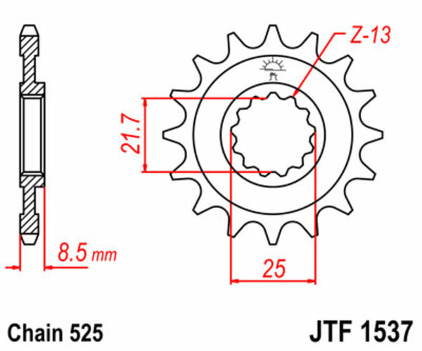 JT Sprock's Steel Standard Front Sprocket 1537 - 525 JTF1537.15
