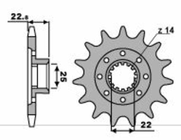 PBR staalstandaard voorste sprock 2252 - 520 2252 16 18NC
