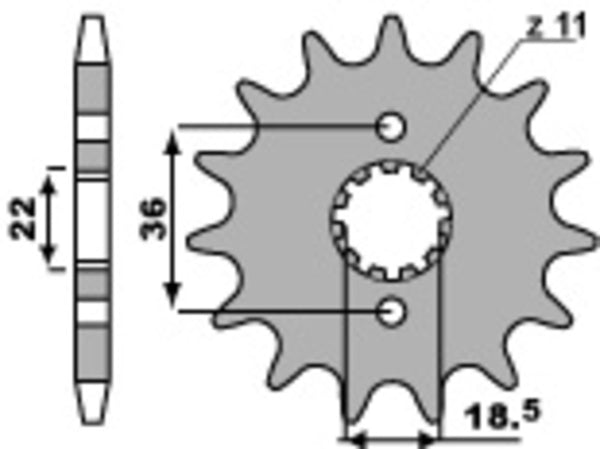 PBR staalstandaard voorste sprock 2506 - 520 2506 13 18NC