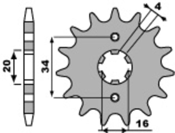 PBR staalstandaard voorste sprock 263 - 428 263 16 18NC