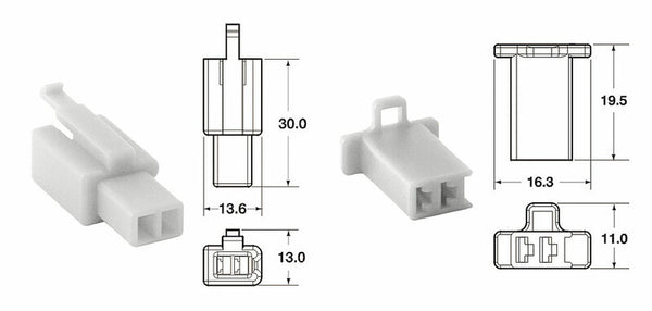 BiHR 2-pluggs connector connectoren 110 ml OE Type Ø0,5 mm²/0,85 mm²-5 set-110 ml.2p